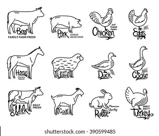 Set of butchery logo templates.