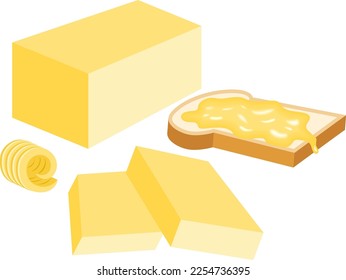 Set of butter and bread slice