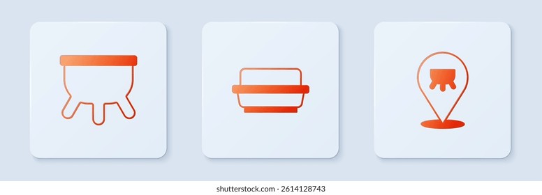 Set Butter in a butter dish, Udder and . White square button. Vector