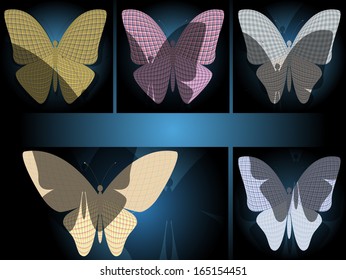 set of butterflies