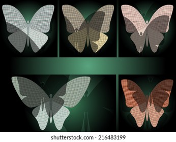 set of butterflies