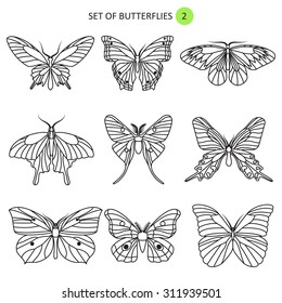 set of butterflies