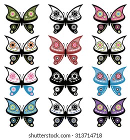 set of butterflies