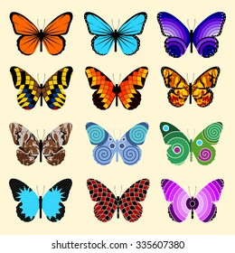 Set of butterflies