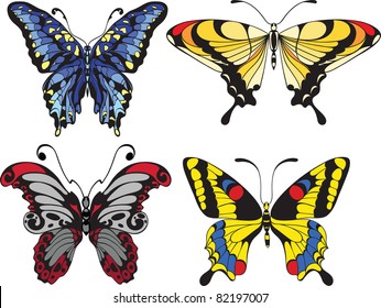 set of  butterflies