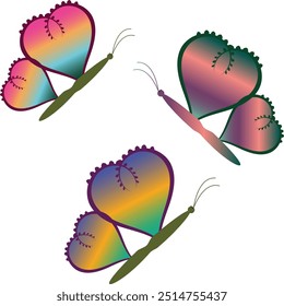 set of butterflies with charming multi colors, PNG image