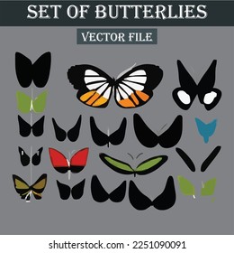 Set of butterflies collection vector file