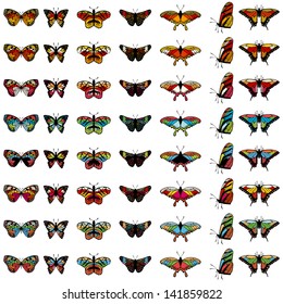 Set of butterflies in different colors. EPS 10 vector illustration.