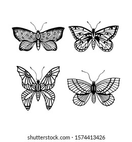 set of butterflies. eps10 vector illustration. hand drawing