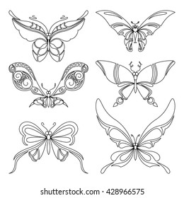 A set of butterflies in a fantastic style