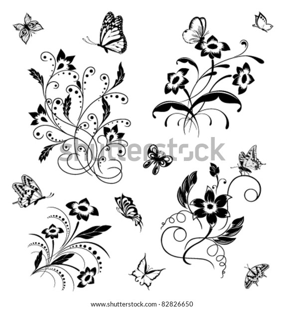 butterfly and flower patterns