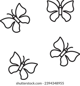 set of butterflies, flower, vector, butterfly, pattern, illustration, design, decoration, nature, floral, art, set, leaf, element, spring, seamless, icon, silhouette, plant, clover, symbol, black, bea