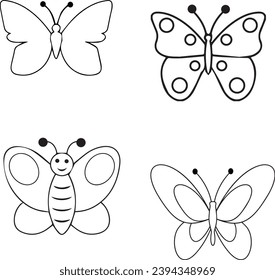 set of butterflies, flower, vector, butterfly, pattern, illustration, design, decoration, nature, floral, art, set, leaf, element, spring, seamless, icon, silhouette, plant, clover, symbol, black, bea