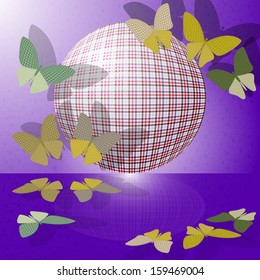 set of butterflies or group of insects near the ball