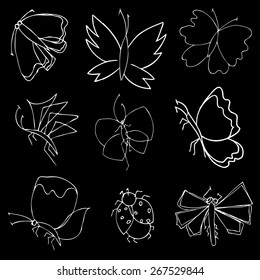 Set of butterflies. Insects. illustration.