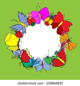 Set of butterflies. Insects. Vector illustration.