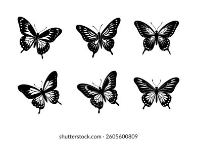 set of butterflies isolated design