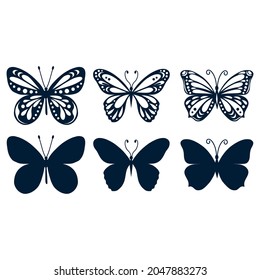 set of butterflies isolated on white background in vector format very easy to edit, individual objects