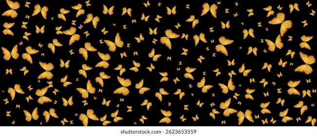 Set of butterflies isolated on white background. Watercolor. Illustration. Template, yellow, and orange-brown butterfly spring illustration.