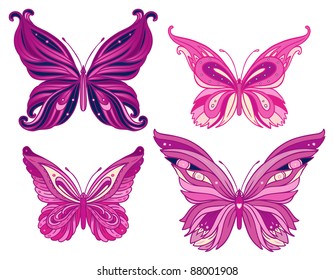 Set butterflies isolated on  white background