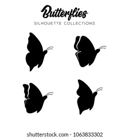 Set butterflies silhouette vector collection