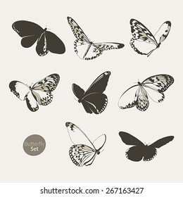 Set of butterflies silhouettes