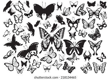 set of butterflies silhouettes in vector format very easy to edit