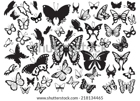 set of butterflies silhouettes in vector format very easy to edit