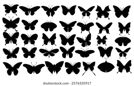 Set butterflies silhouettes vector illustration	