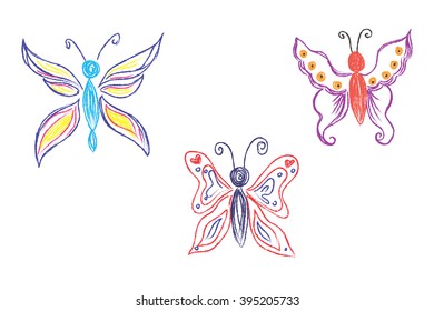 Set of butterflies, sketch 
