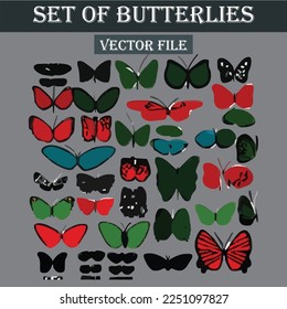 Set of butterflies vector file