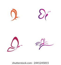 set of Butterfly animal  logo and symbol template vector icon illustration