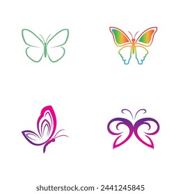 set of Butterfly animal  logo and symbol template vector icon illustration