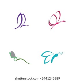 set of Butterfly animal  logo and symbol template vector icon illustration