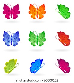 set butterfly colors, vector illustration