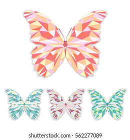 Set of butterfly in a geometric style