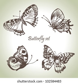 Set of butterfly. Hand drawn illustrations