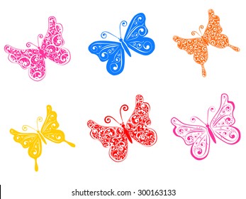 Set butterfly isolated on White Background. Vector illustration