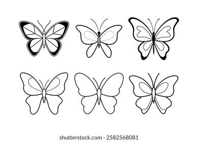 Set of a butterfly line art simple vector design