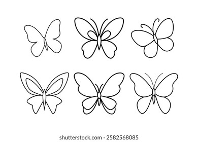 Set of a butterfly line art simple vector design