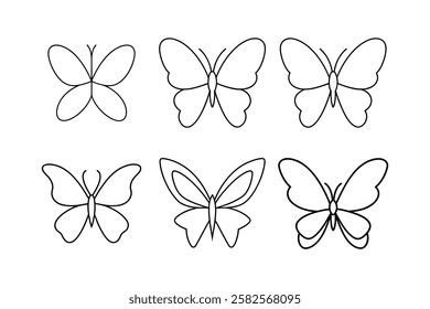 Set of a butterfly line art simple vector design