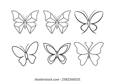 Set of a butterfly line art simple vector design