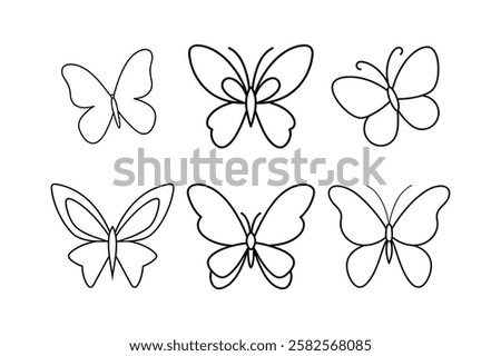Set of a butterfly line art simple vector design