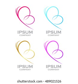 Set of Butterfly Linear Curve style logo, Beauty and Cosmetic sign for your Corporate identity