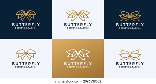 conjunto de diseños de logotipo de mariposa para marca cosmética y de moda