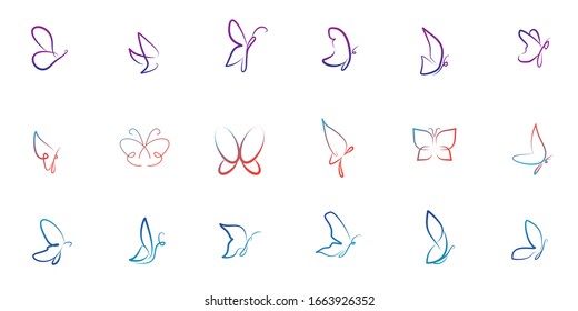 Set of  Butterfly Logo Design with modern concept. Icon butterfly vector template