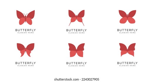 set of butterfly logo design template