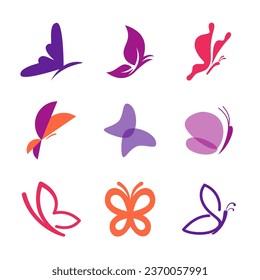 plantilla de diseño de logotipo de conjunto de mariposas