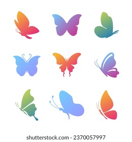 set of butterfly logo design template