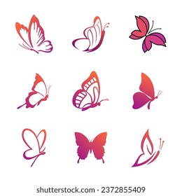 plantilla de diseño de logotipo de conjunto de mariposas